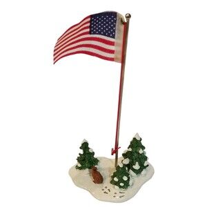 Department 56 Village American Flag Pole #5177-2 Original Box Red White Blue